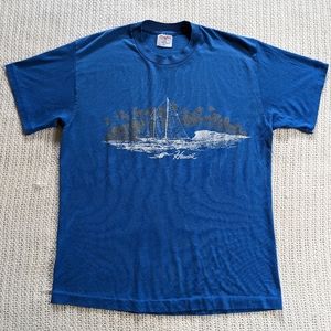 VTG Single Stitch Hawaii Sailboat T-Shirt FLAW Size XL SELECT Tee Jays USA Made